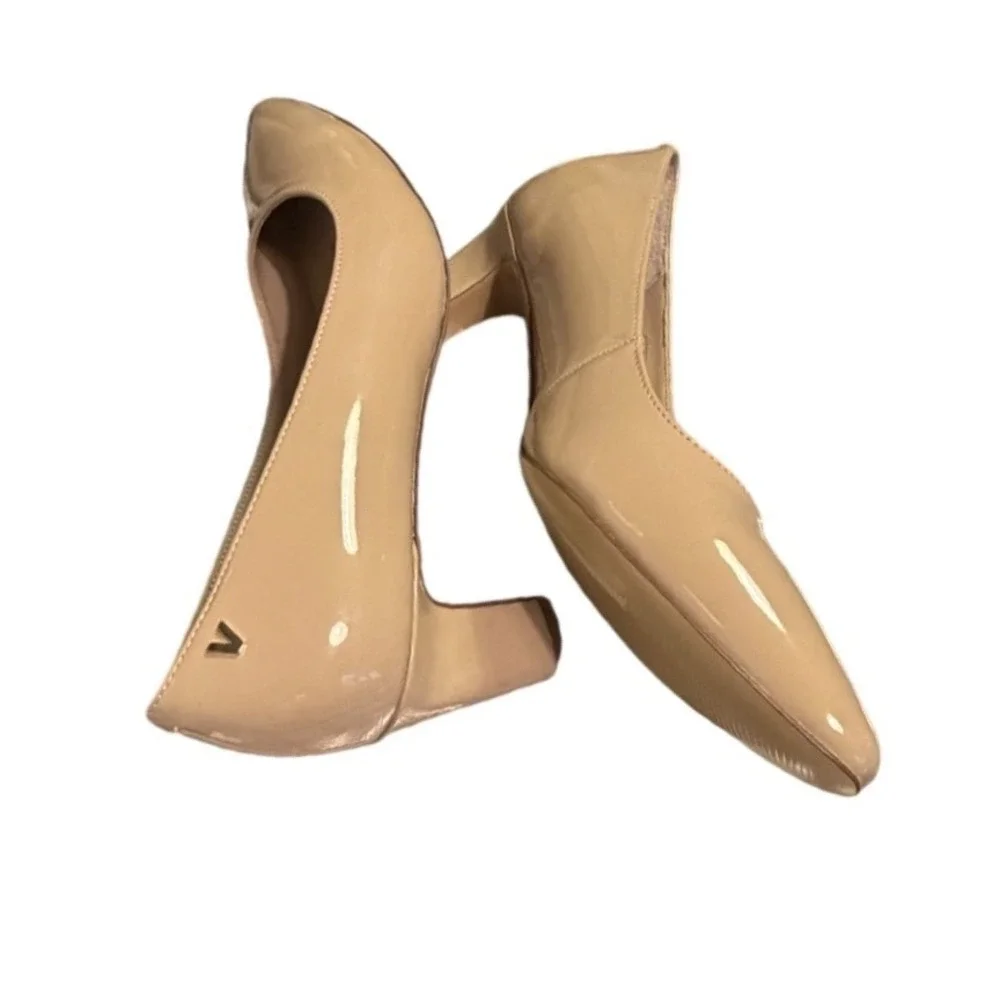 Vionic Mia Patent Nude Pump Orthotic Comfort Block Heel Pointed Toe 7 NWOT
